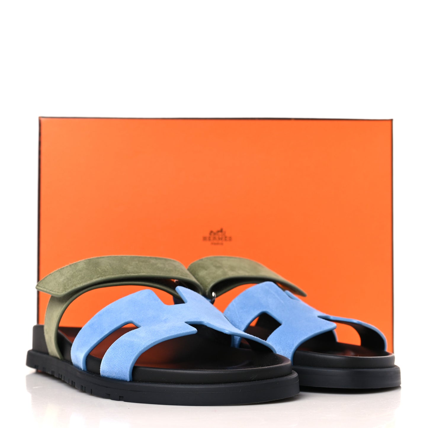 Suede Goatskin Womens Chypre Sandals 39 Bleu Cameo Vert