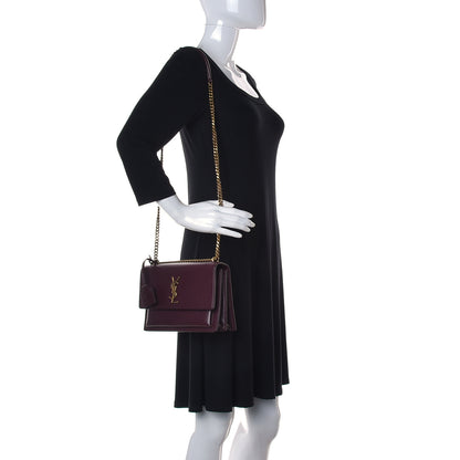 Saint Laurent Calfskin Medium Monogram Sunset Bordeaux 2 of 12