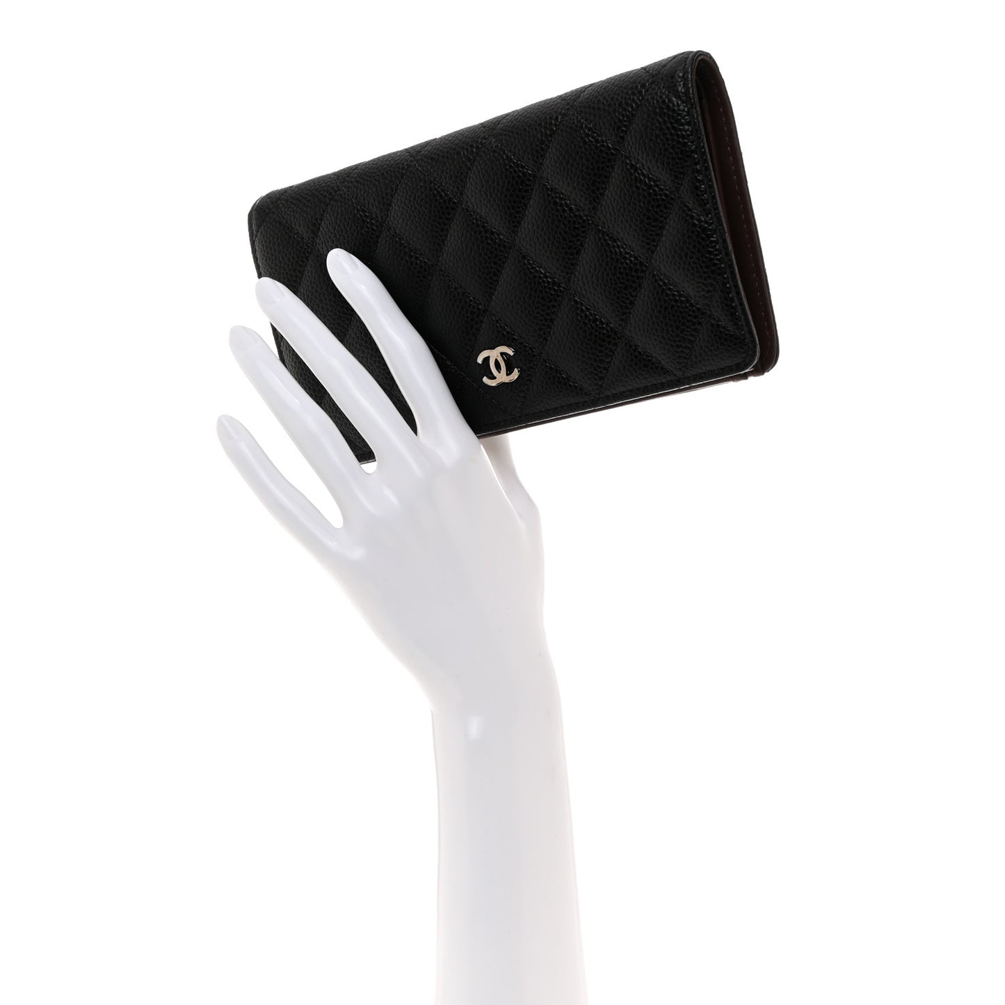 Caviar Quilted Yen Wallet Black