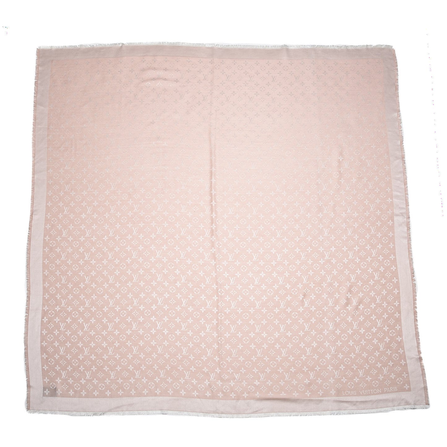 Silk Wool Monogram Shawl Rose