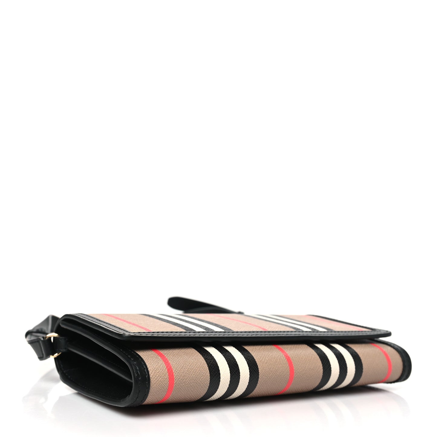 E-Canvas Icon Stripe Hannah Wallet With Detachable Strap Archive Beige Black