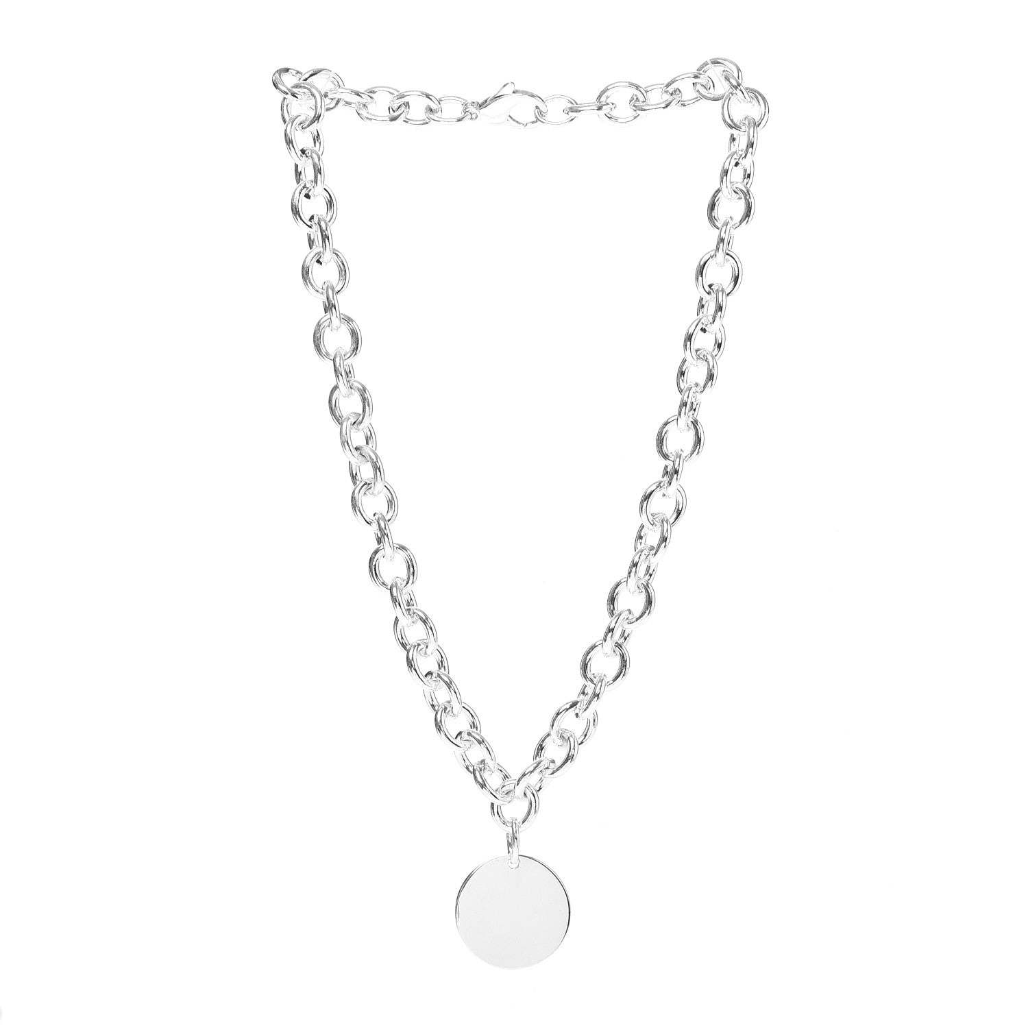 Tiffany Sterling Silver Round Tag Necklace 3 of 4