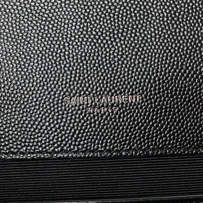 Saint Laurent Grain De Poudre Textured Mixed Matelasse Triquilt Medium Monogram Monochrome Satchel Black 6 of 11