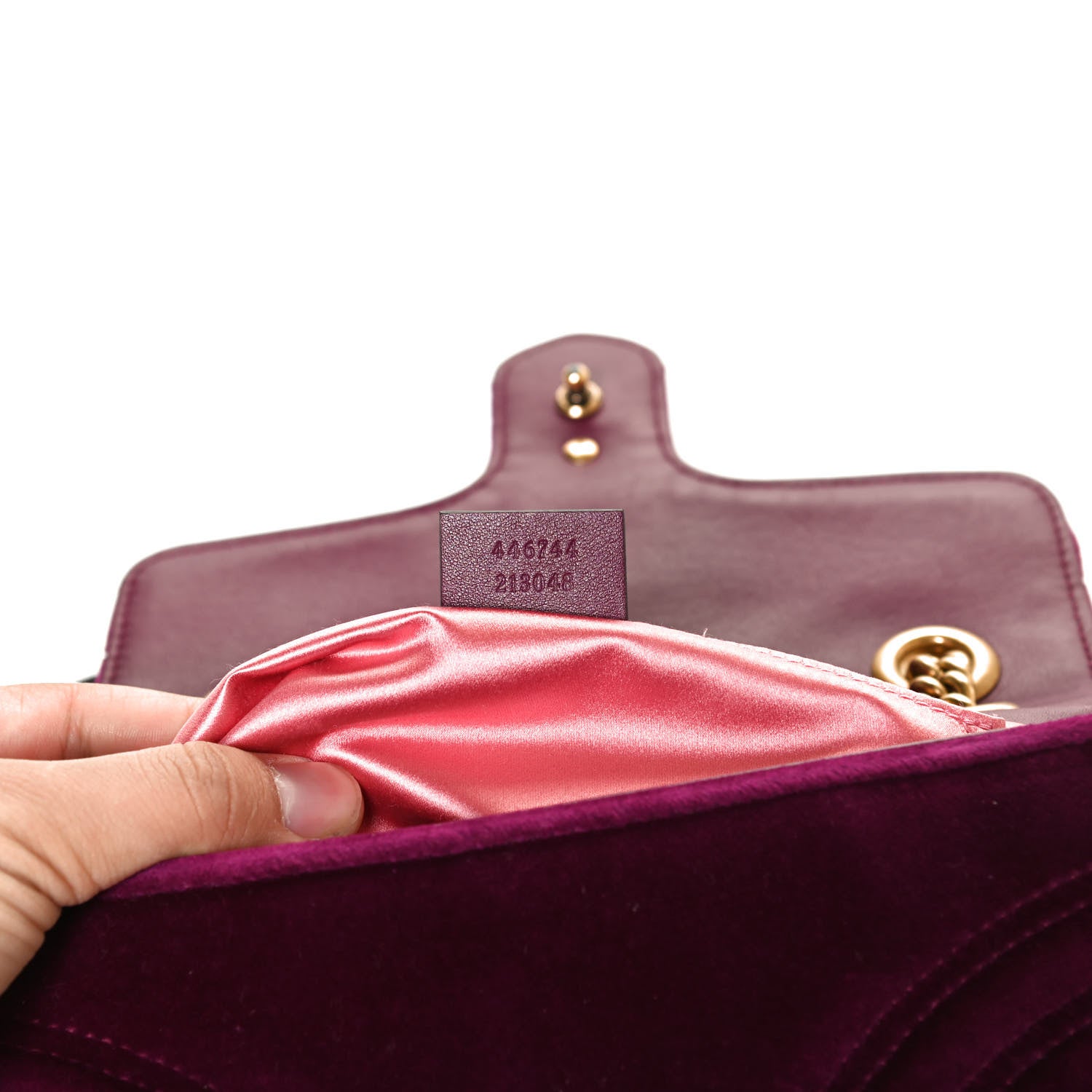 Gucci Velvet Matelasse Mini GG Marmont Shoulder Bag Fuchsia Violet Cyclamen 7 of 13