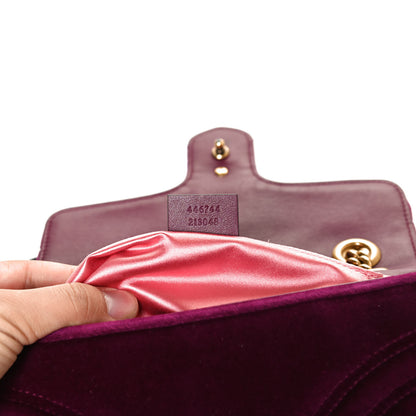 Gucci Velvet Matelasse Mini GG Marmont Shoulder Bag Fuchsia Violet Cyclamen 7 of 13