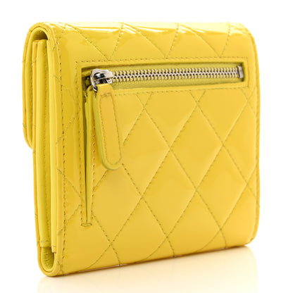 Chanel Patent Quilted Compact Flap Wallet Yellow 3 of 8