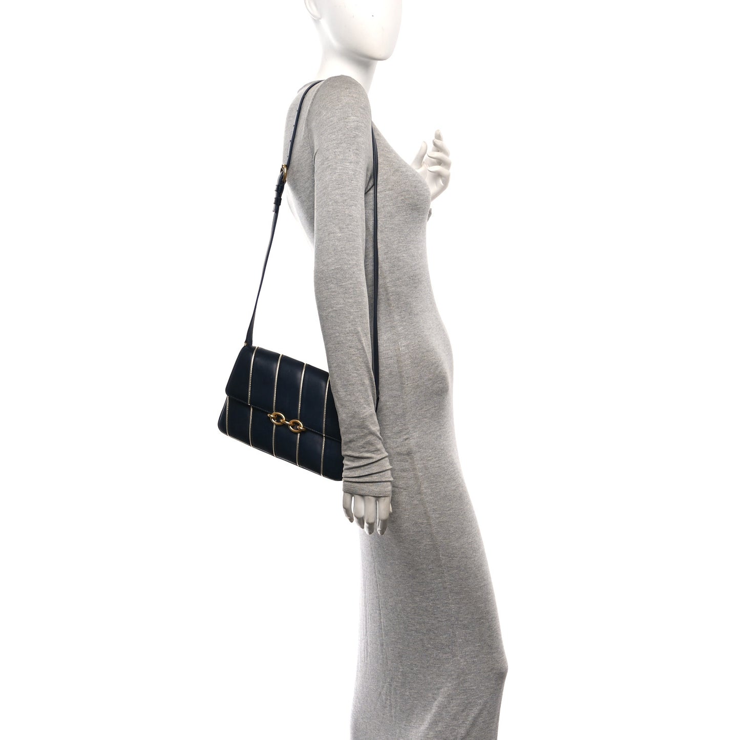 Lambskin Quilted Le Maillon Satchel Marine