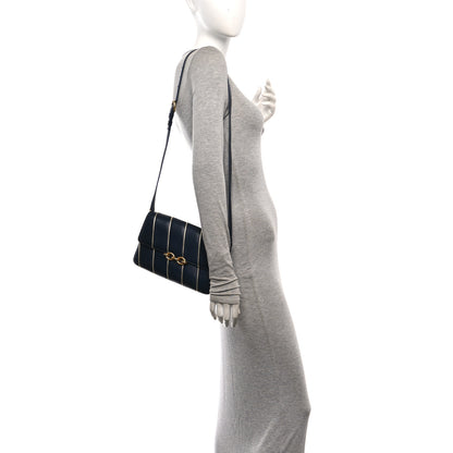 Saint Laurent Lambskin Quilted Le Maillon Satchel Marine 2 of 11