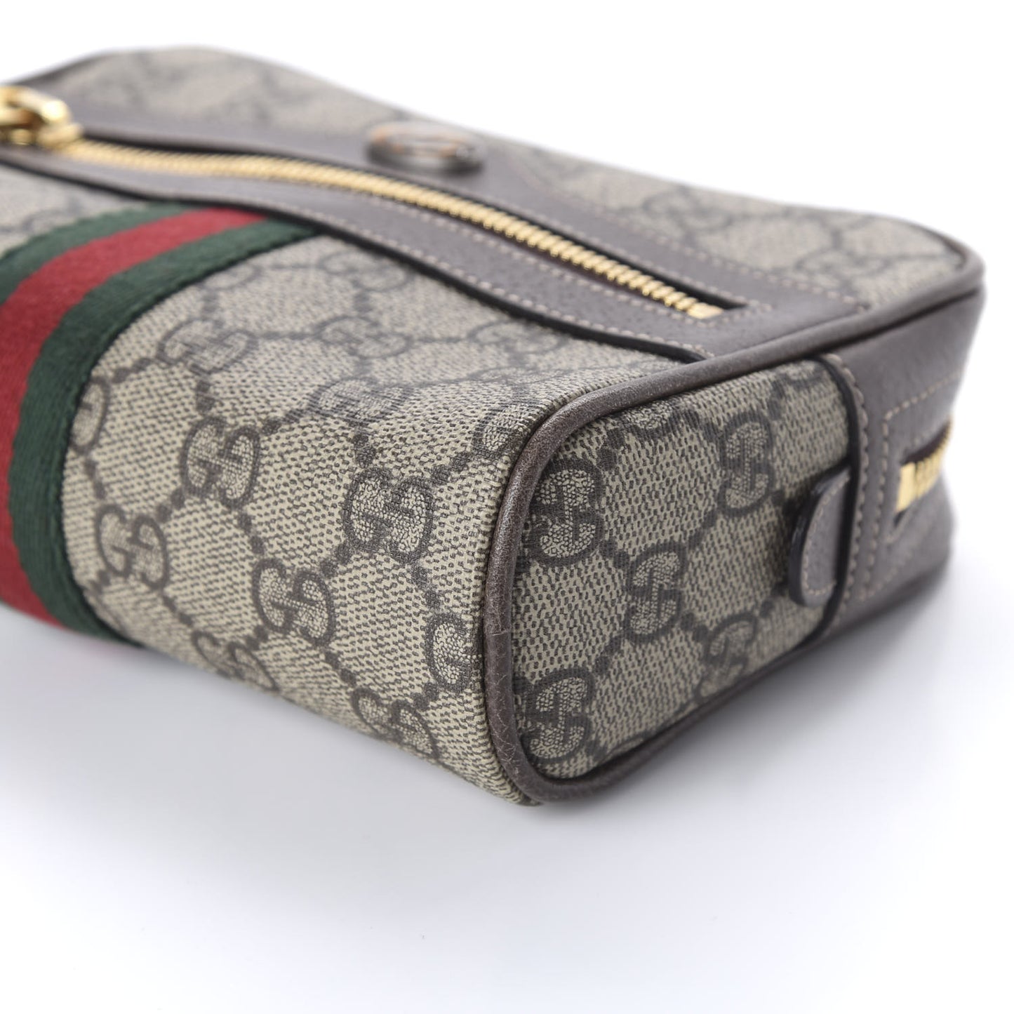GG Supreme Monogram Web Small Ophidia Belt Bag 85 34 Dark Brown