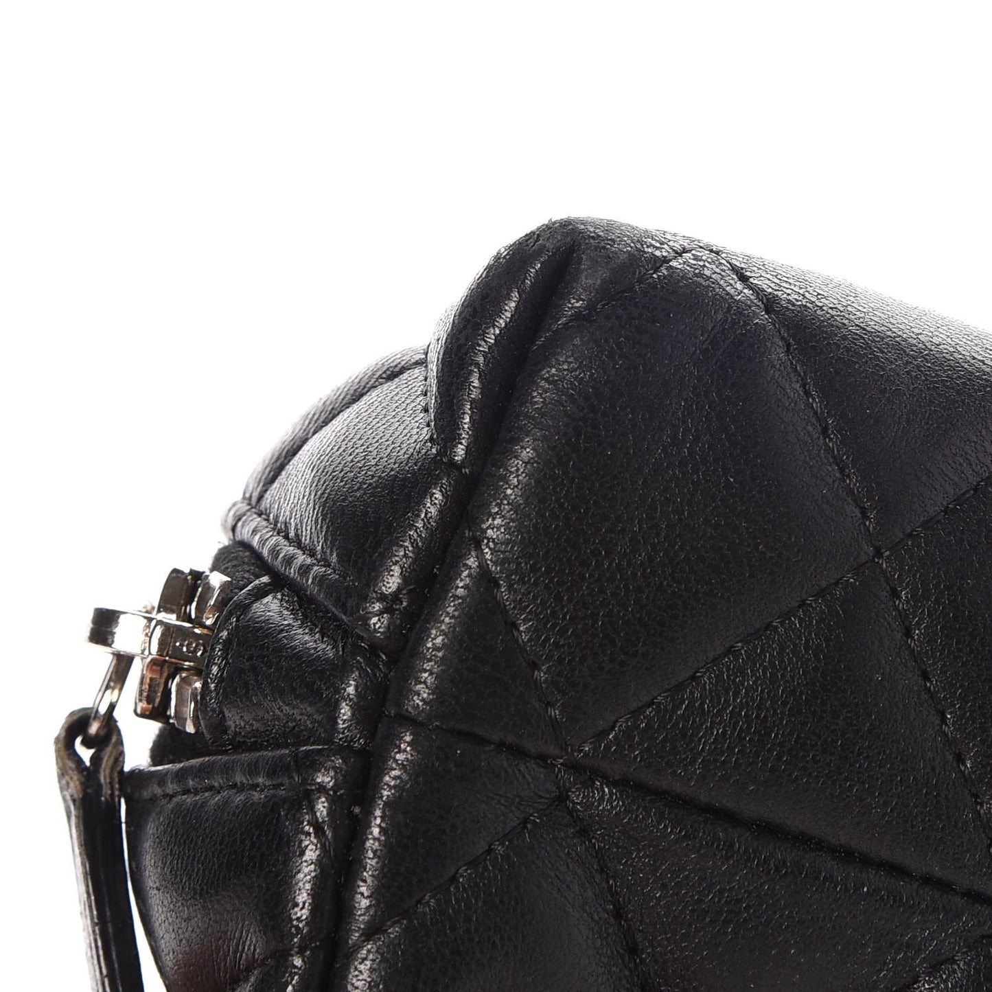 Lambskin Quilted Cosmetic Case Black