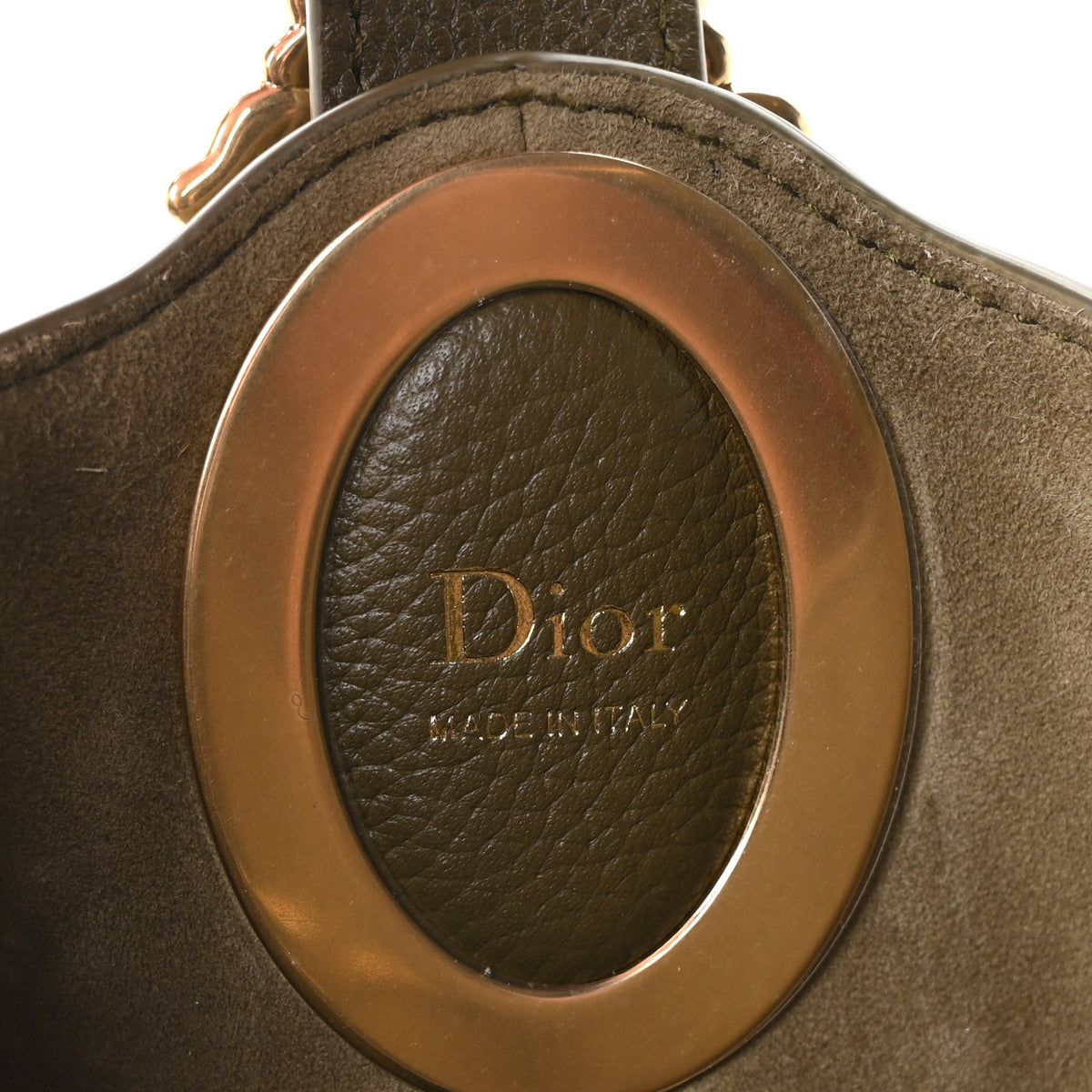 Christian Dior Grained Calfskin Medium Medaillon Bucket Bag Khaki 13 of 20
