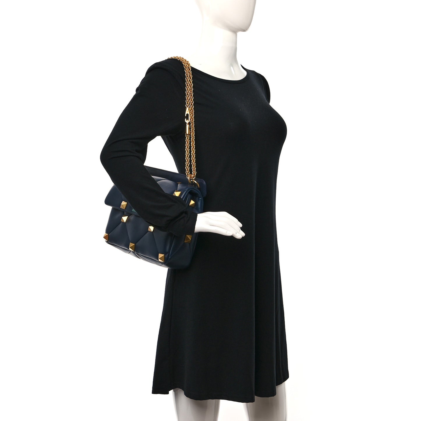 Nappa Large Roman Stud Shoulder Bag Marine
