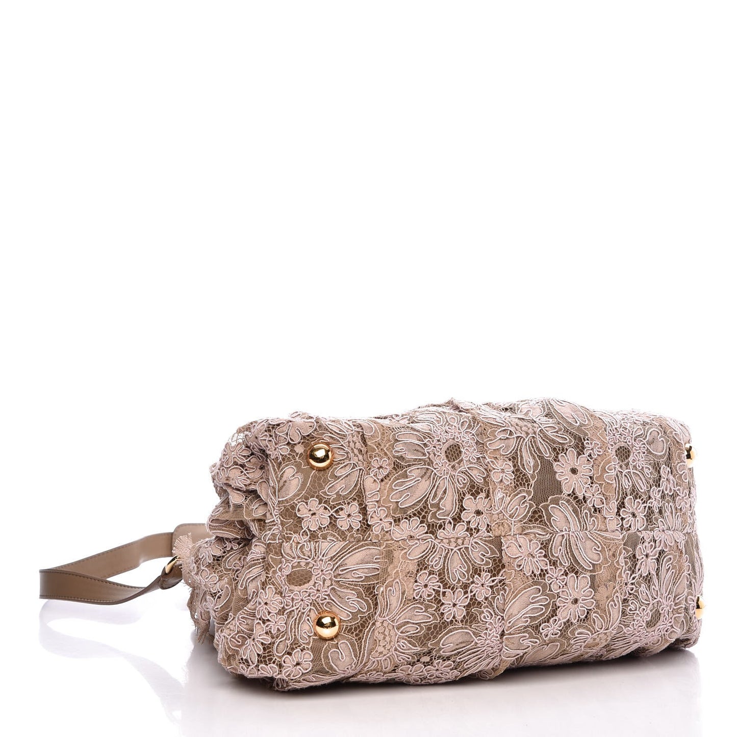 Macrame Lace Studded Satchel Pink