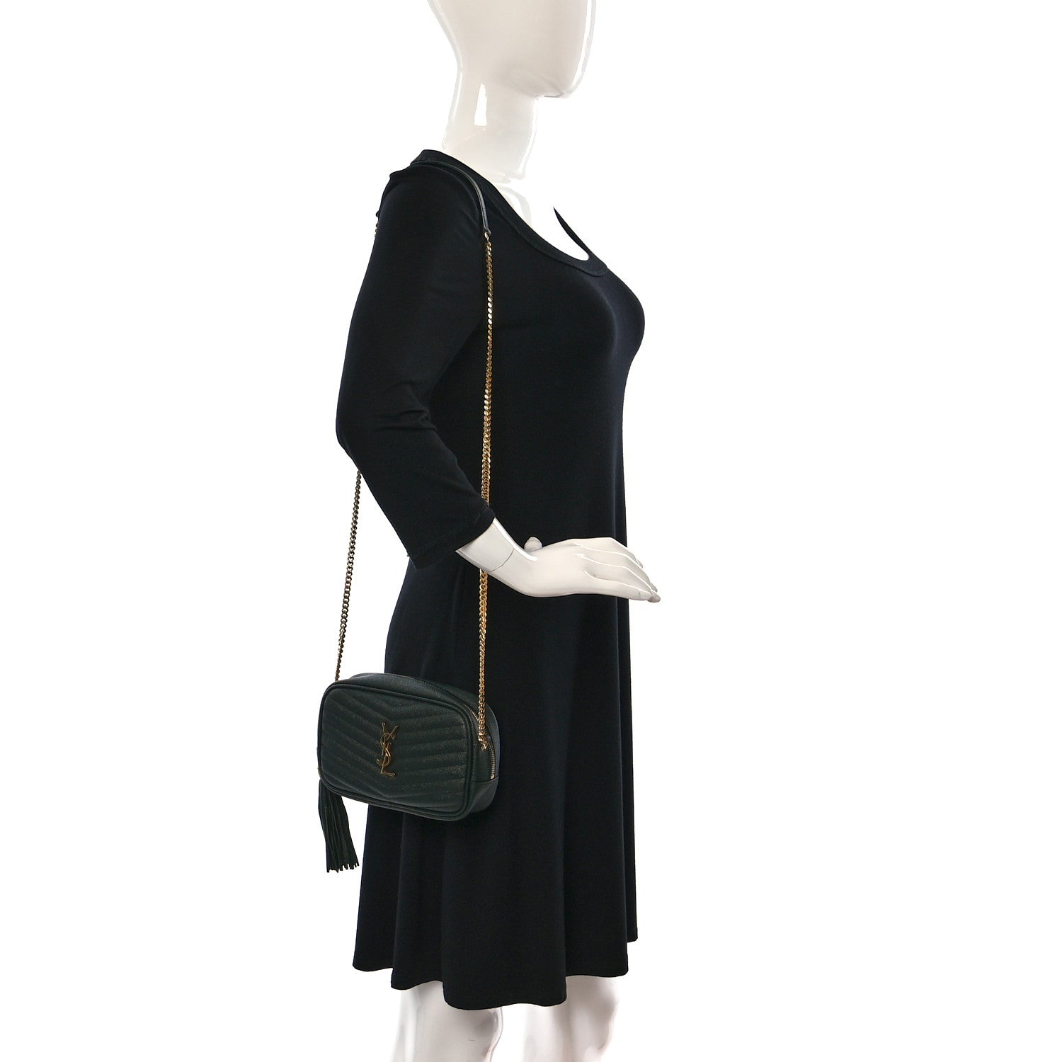 Saint Laurent Grain De Poudre Matelasse Monogram Mini Lou Camera Bag New Vert Fonce 2 of 12