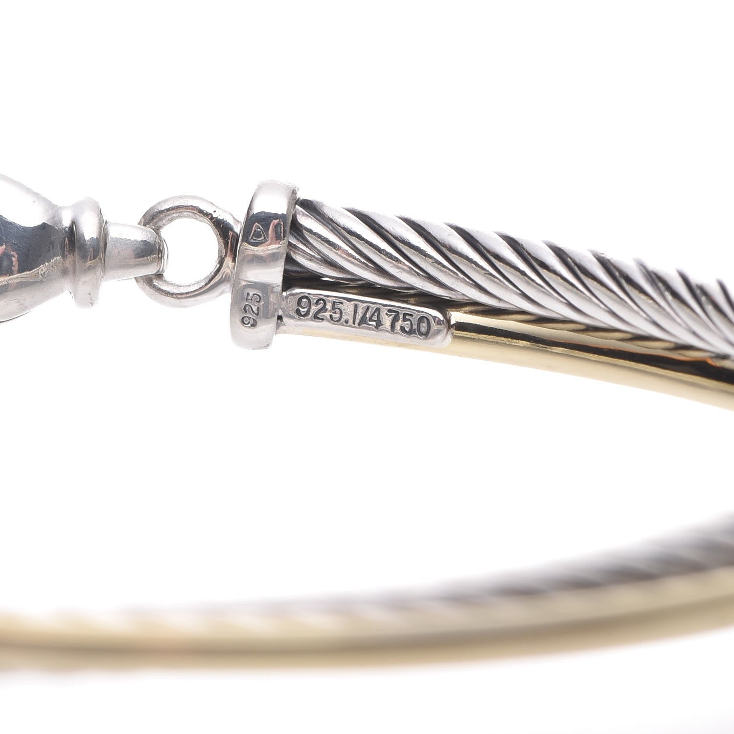 David Yurman Sterling Silver 18K Yellow Gold 3mm Crossover Bracelet 5 of 6