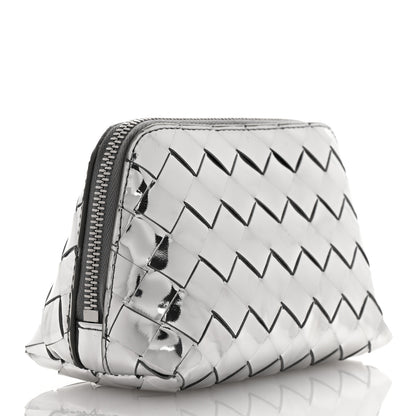 Bottega Veneta Mirror Laminated Nappa Intrecciato Beauty Pouch Silver 3 of 7