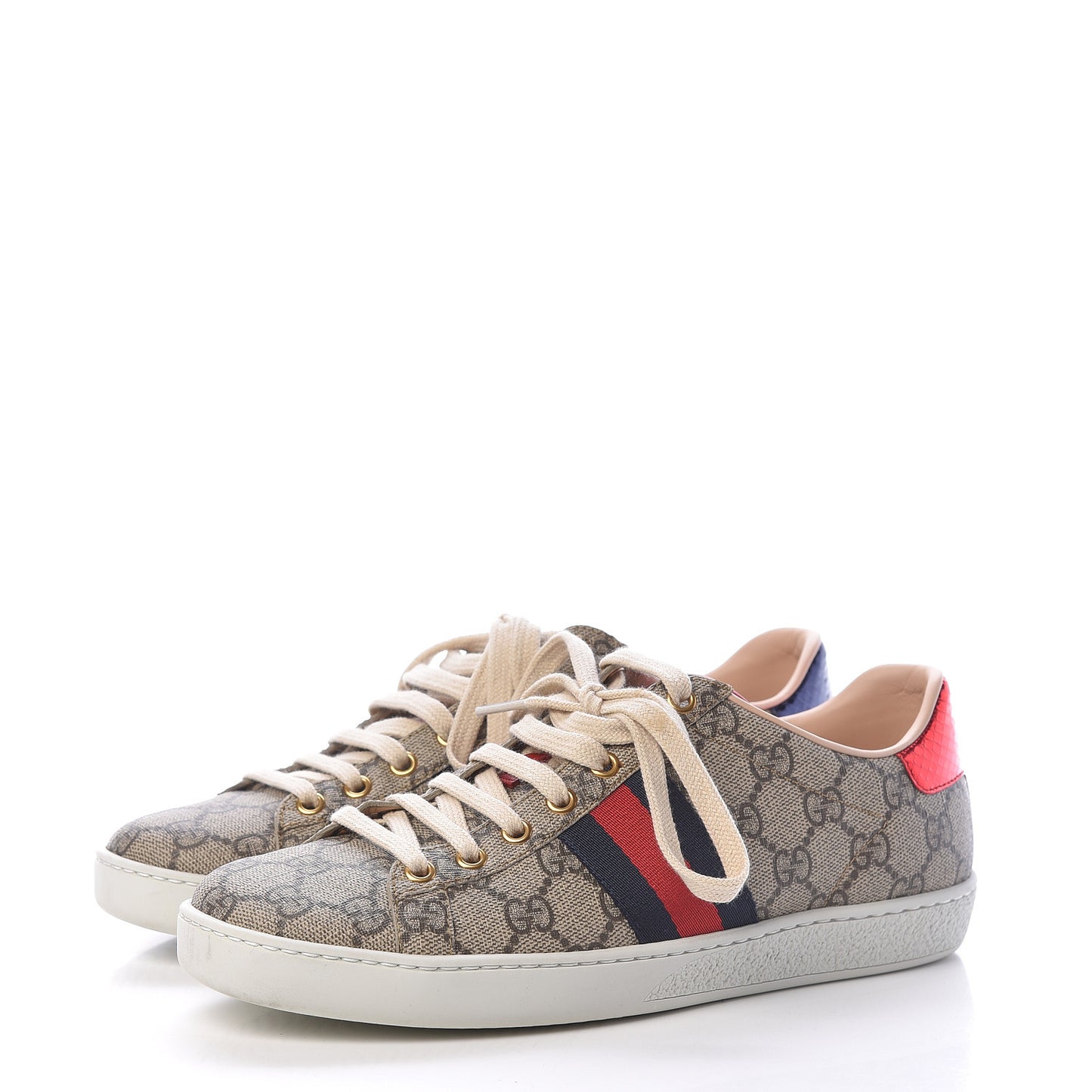 GG Supreme Monogram Womens Ace Low-Top Sneaker 38 Beige