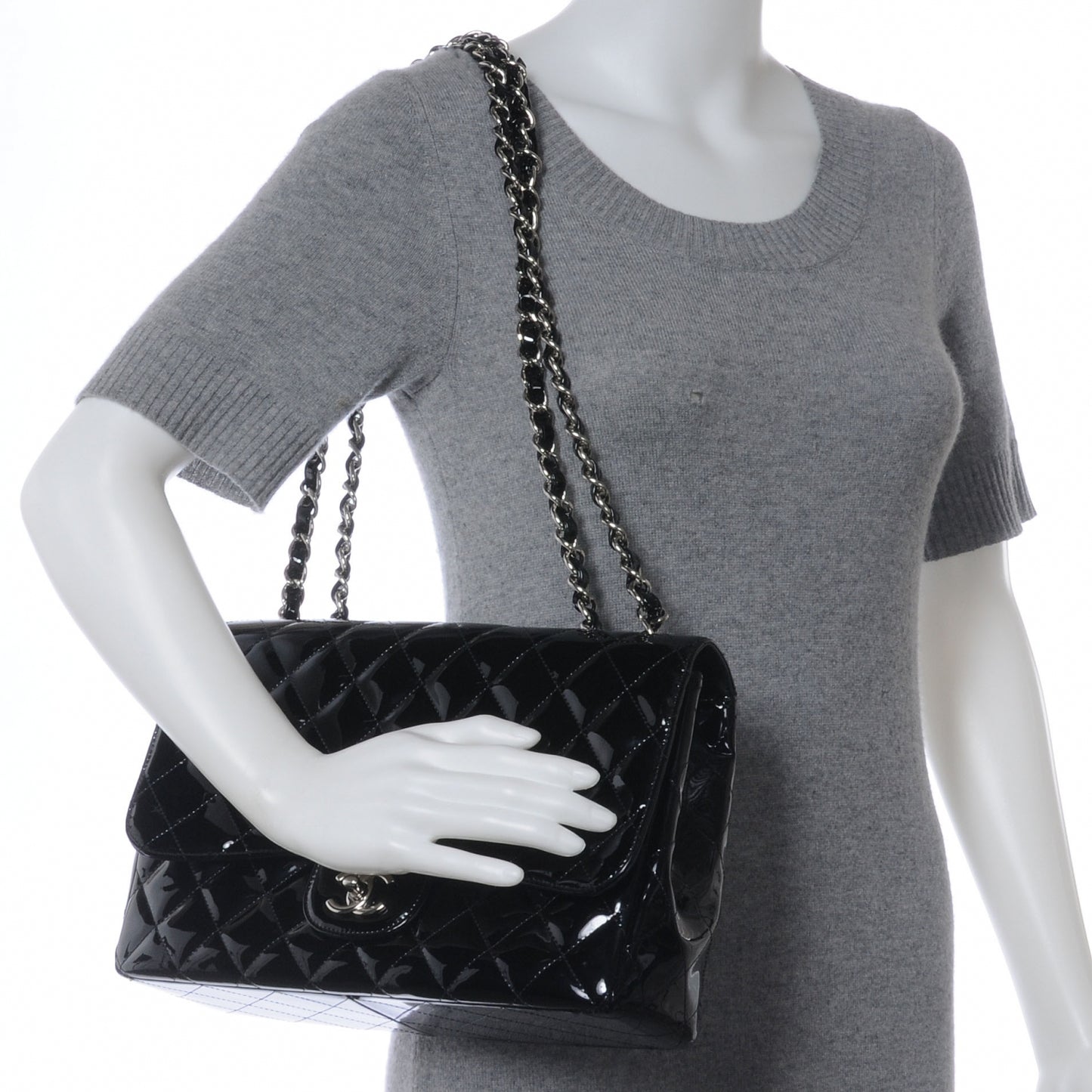 Patent Jumbo Single Flap Black