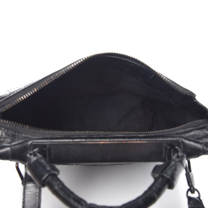 3.1 Phillip Lim 3.1 Calfskin Crocodile Embossed Small Ryder Satchel Tote Bag Black 5 of 12