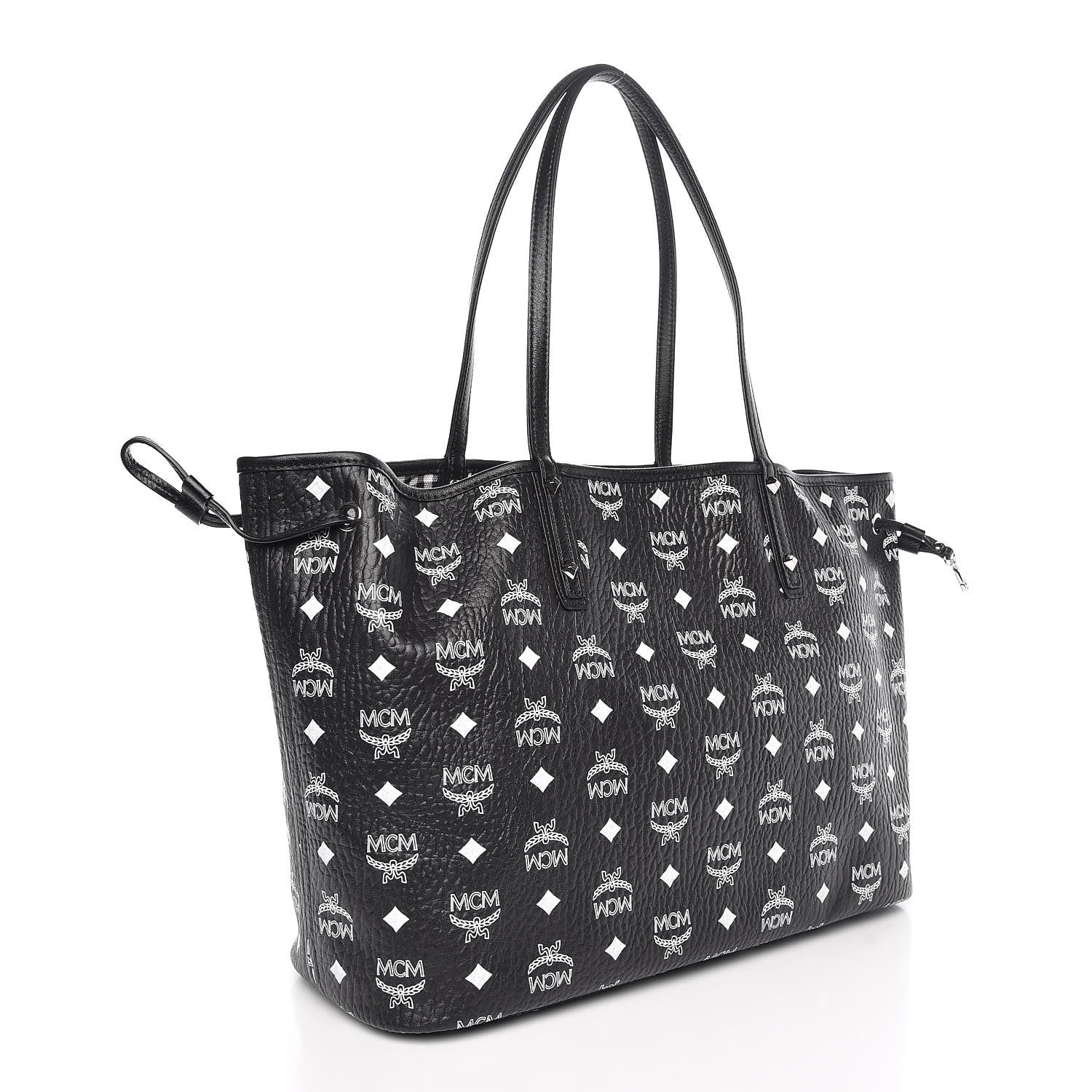 MCM Visetos Medium Reversible Shopper Tote Black 5 of 15