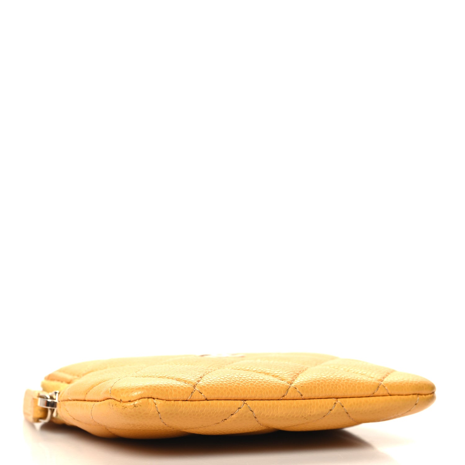 Chanel Caviar Quilted Zip Card Holder Wallet Yellow 4 of 9