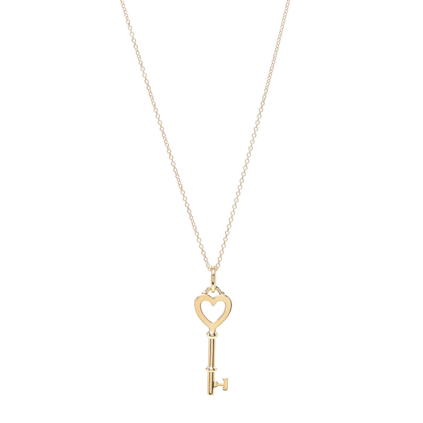 18K Yellow Gold Mini Heart Key Pendant Necklace