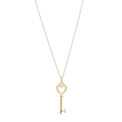 Tiffany 18K Yellow Gold Mini Heart Key Pendant Necklace 1 of 6