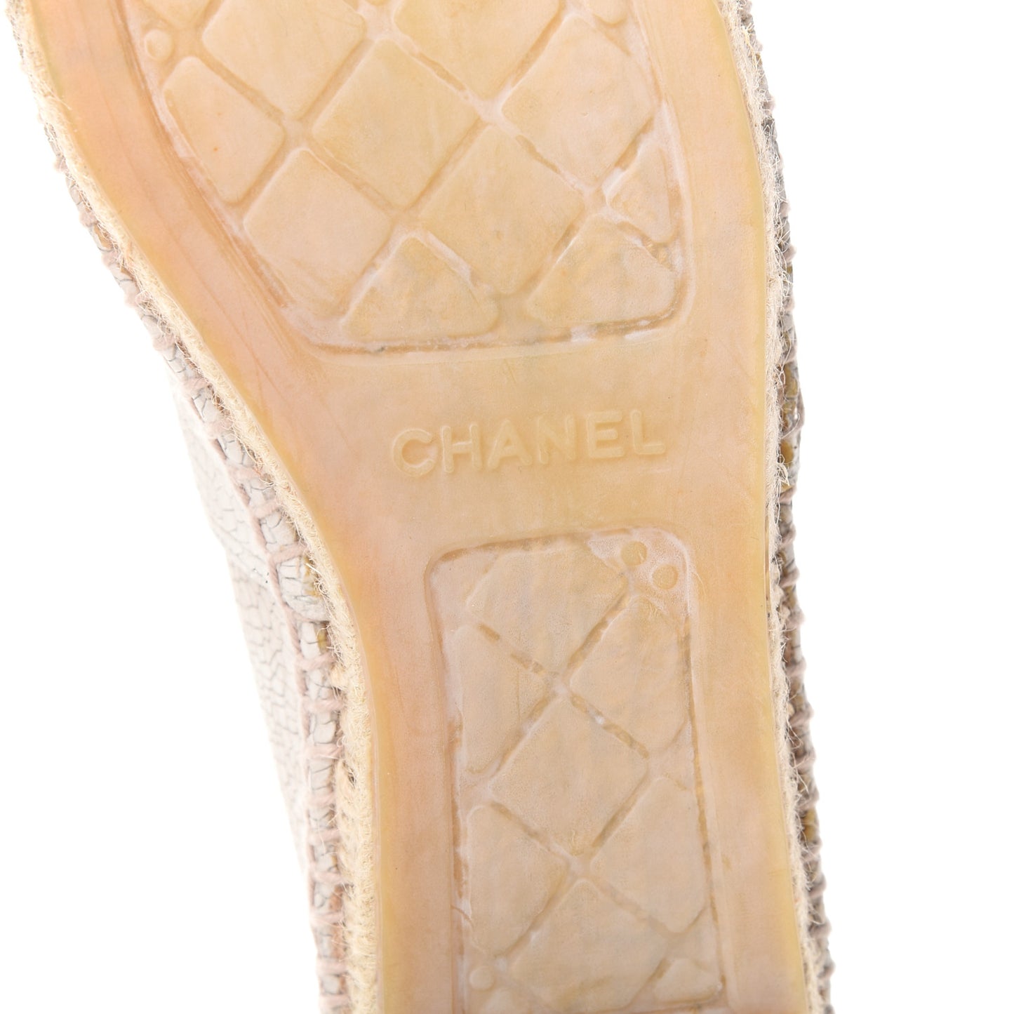 Crackled Calfskin Espadrilles 40 Beige Black