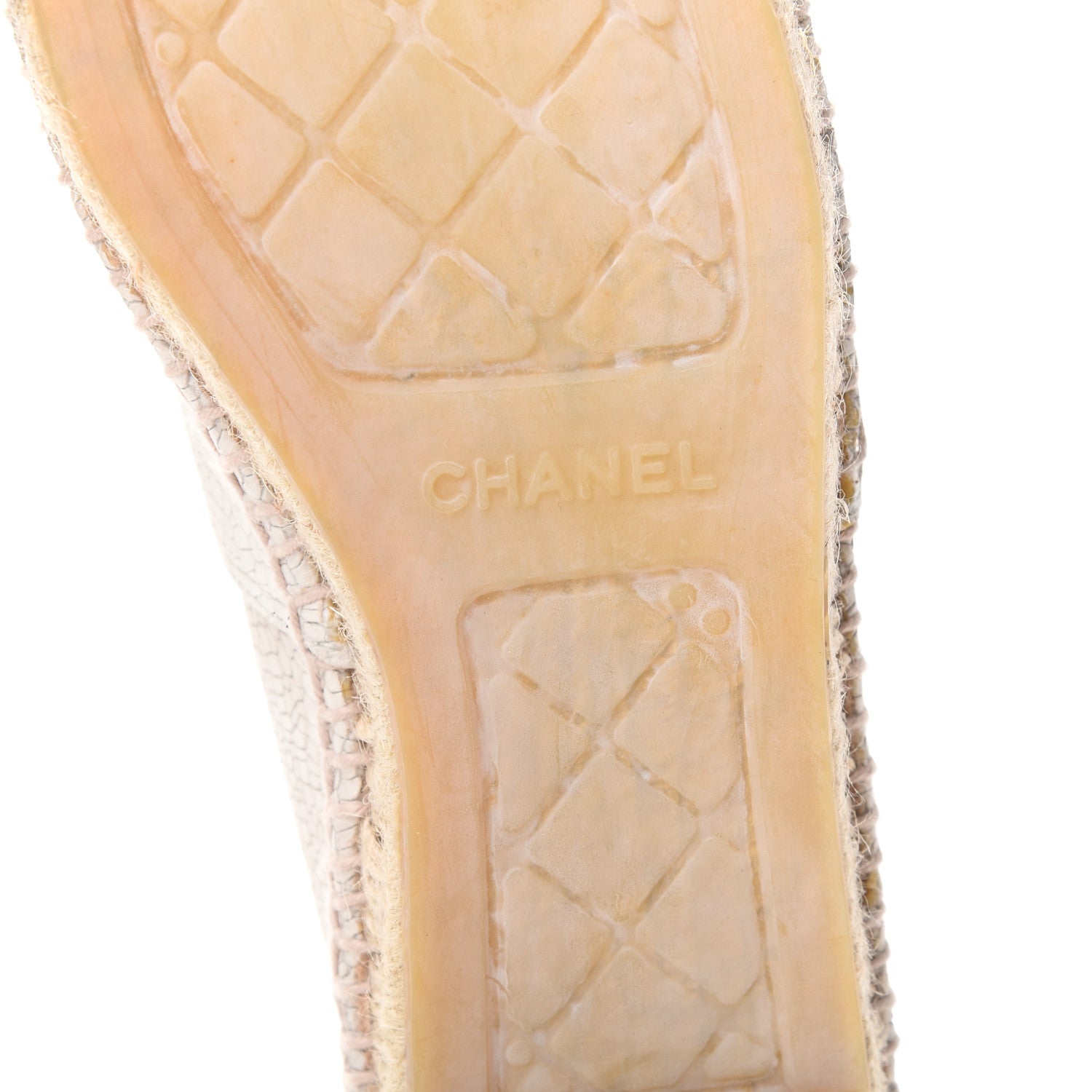 Chanel Crackled Calfskin Espadrilles 40 Beige Black 9 of 10