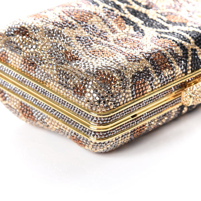 Judith Leiber Crystal Leopard Minaudiere Clutch Gold Brown 7 of 12