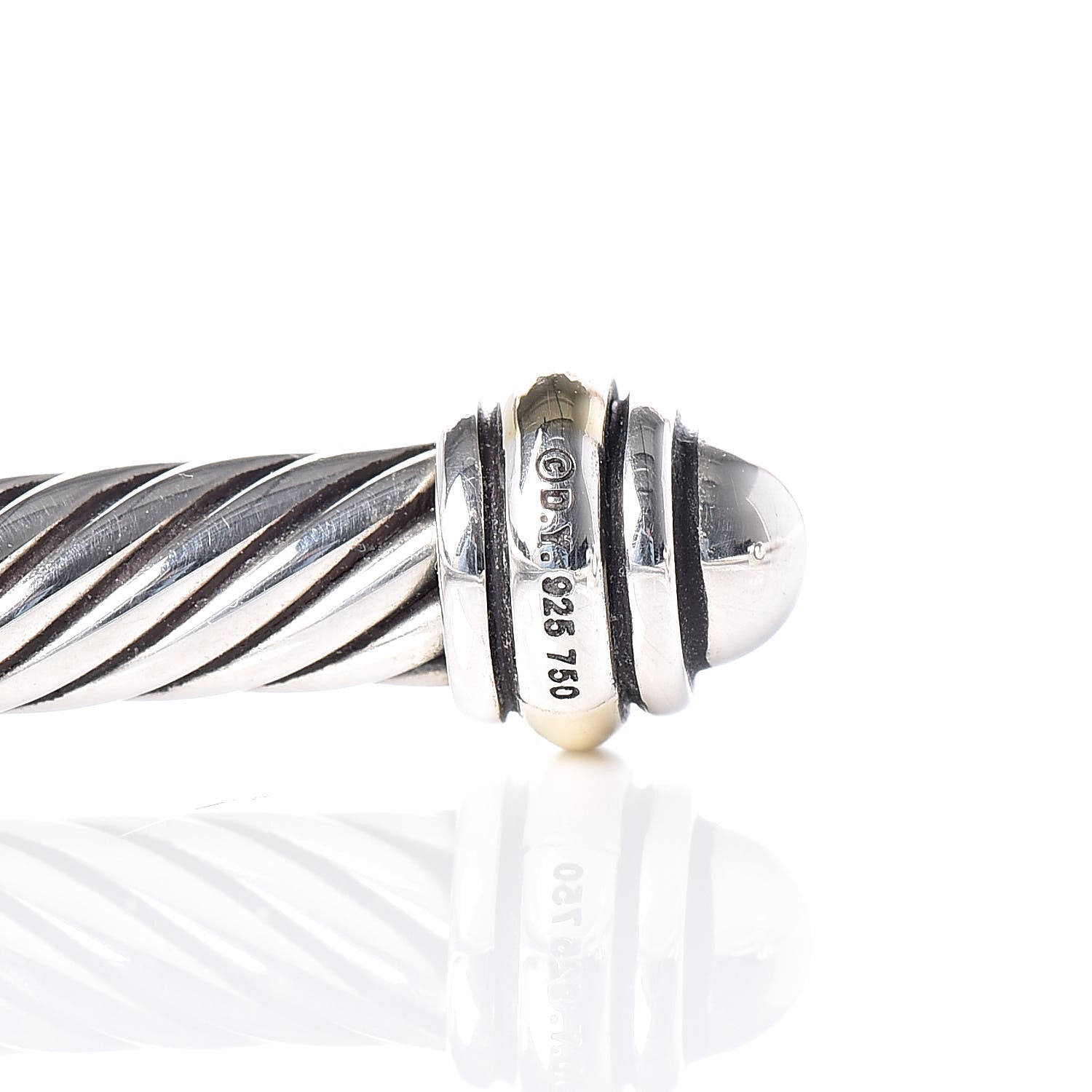 David Yurman Sterling Silver 18K Yellow Gold 4mm Cable Classics Bracelet 4 of 4