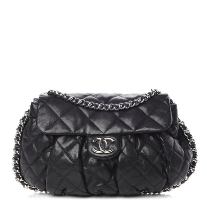 Chanel Washed Lambskin Quilted Medium Chain Around Messenger Black 1 of 12