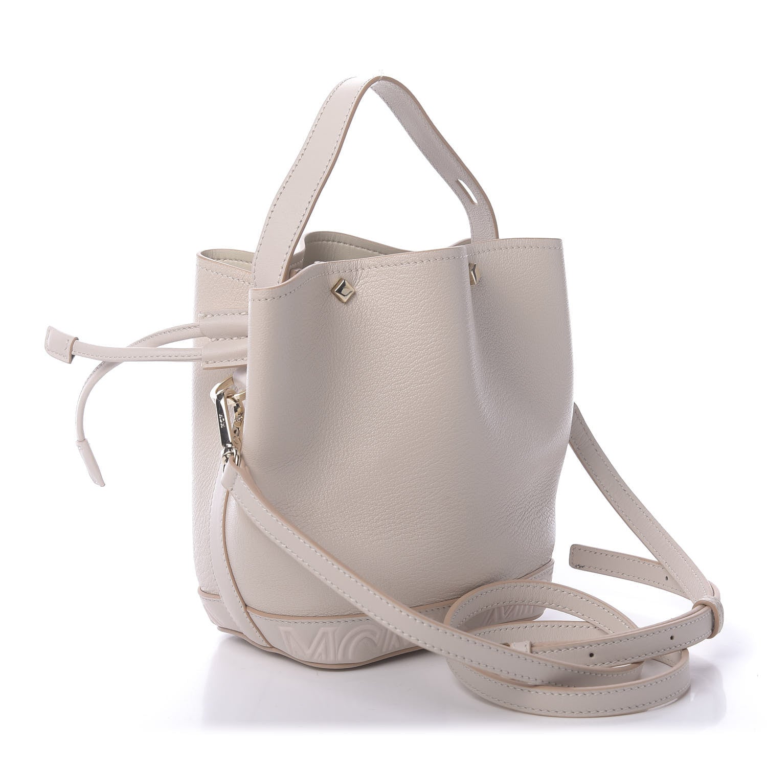 MCM Goatskin Milano Drawstring Mini Bag Pink Tint 3 of 9