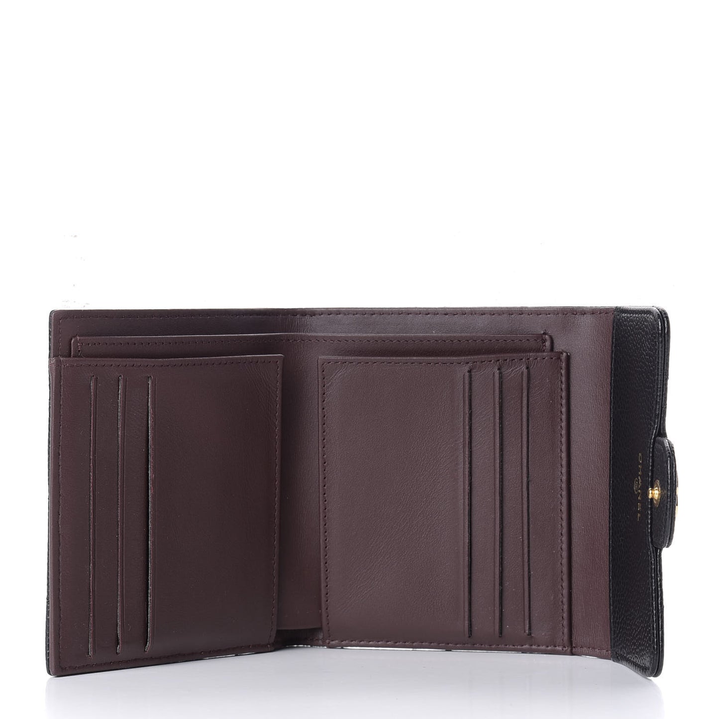 Caviar Quilted Compact Flap Wallet Black