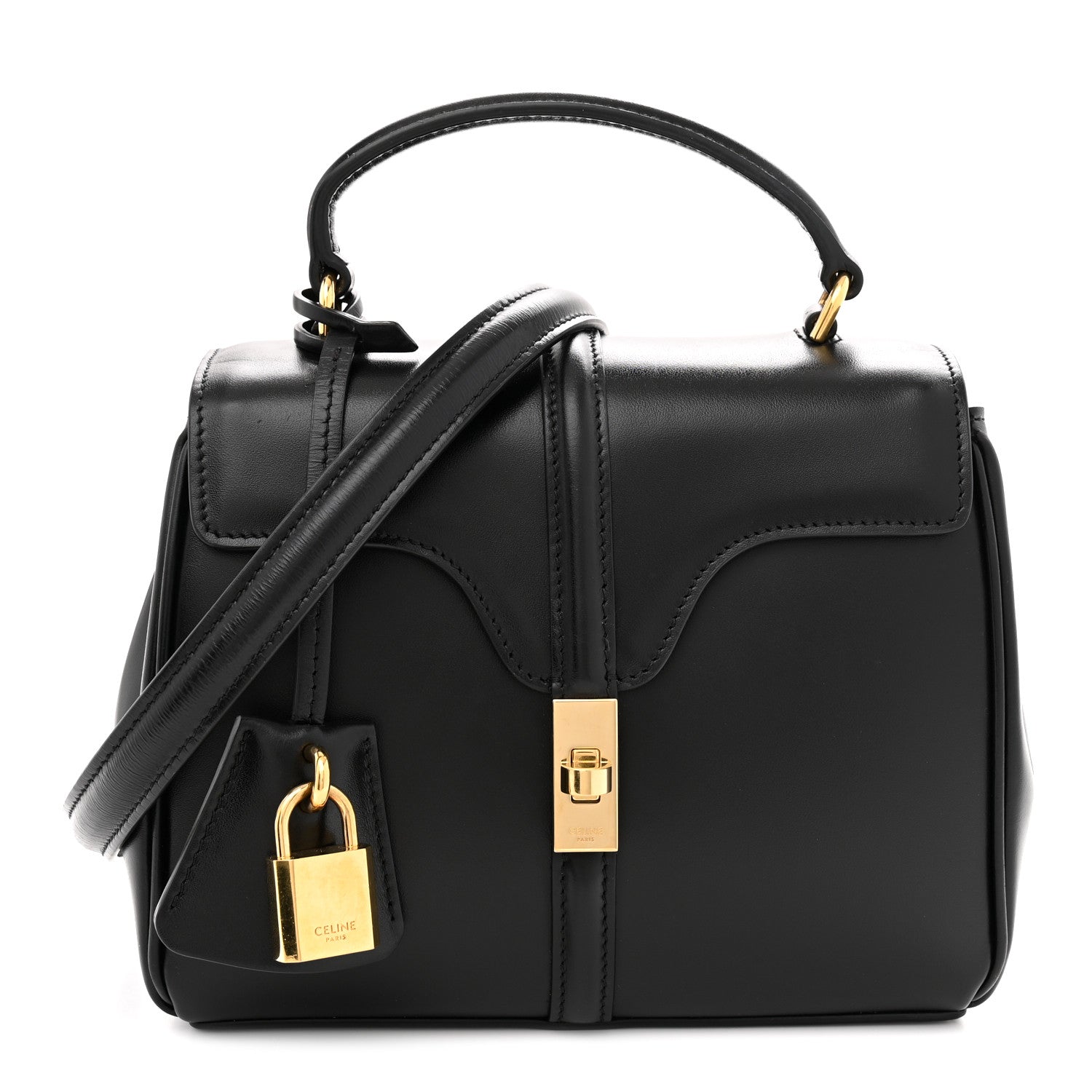 Celine Satinated Calfskin Small 16 Top Handle Bag Black 1 of 10