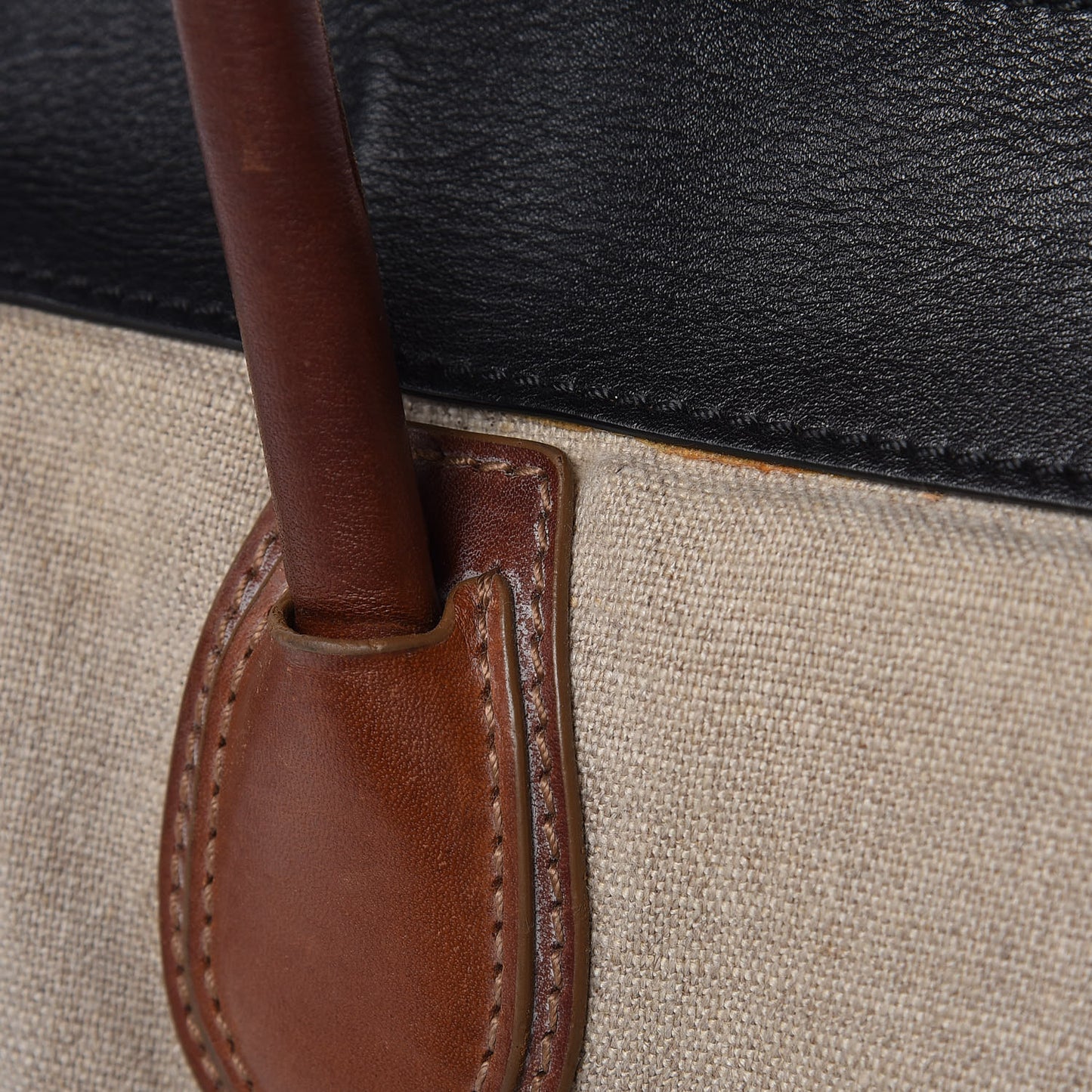 Calfskin Linen Tri-Color Shoulder Luggage Beige