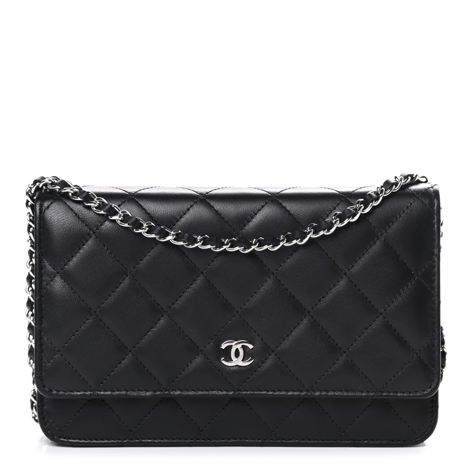 Chanel Lambskin Quilted Wallet On Chain WOC Black 1 of 12