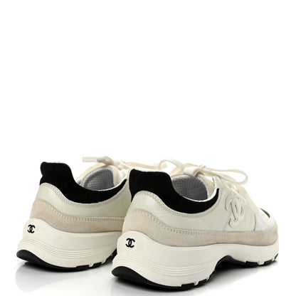 Chanel Suede Calfskin Womens CC Sneakers 39 White Black 5 of 11
