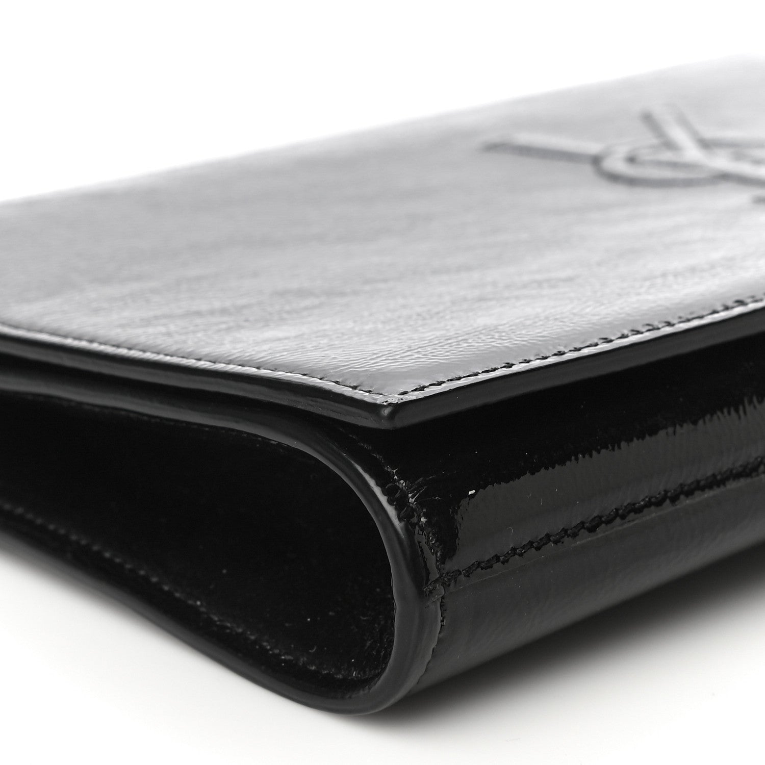 Saint Laurent Textured Patent Monogram Large Belle De Jour Clutch Black 11 of 13