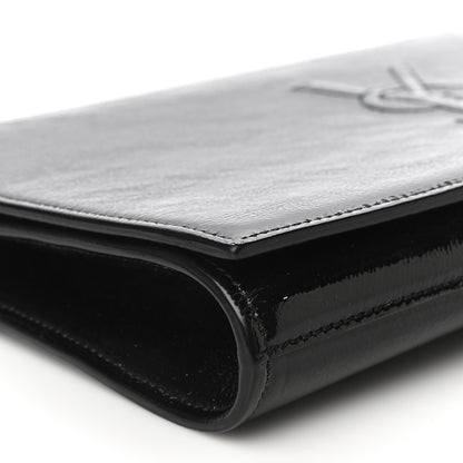Saint Laurent Textured Patent Monogram Large Belle De Jour Clutch Black 11 of 13