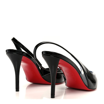 Christian Louboutin Patent PVC Posticha 80 Slingback Pumps 40 Black 5 of 9