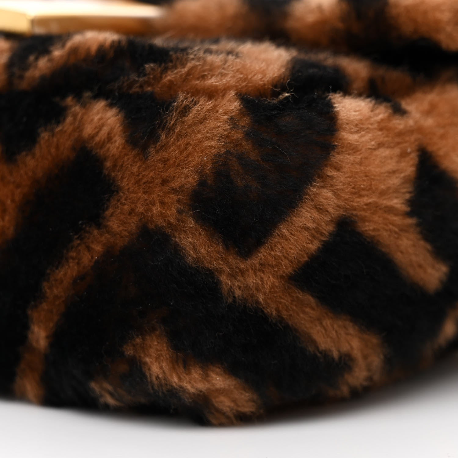 Fendi Shearling Vitello Dolce Macro FF 1974 Mini Baguette Tobacco Black 11 of 11
