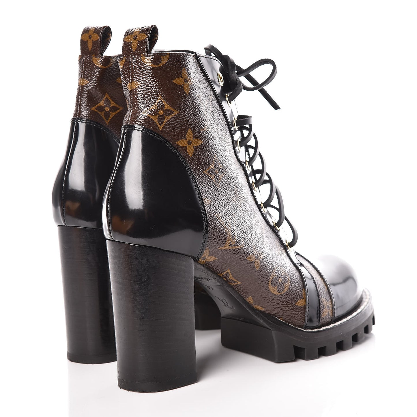 Patent Calfskin Monogram Star Trail Ankle Boots 39 Black
