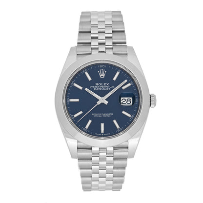 Rolex Stainless Steel 41mm Oyster Perpetual Datejust Watch Blue 126300 1 of 5