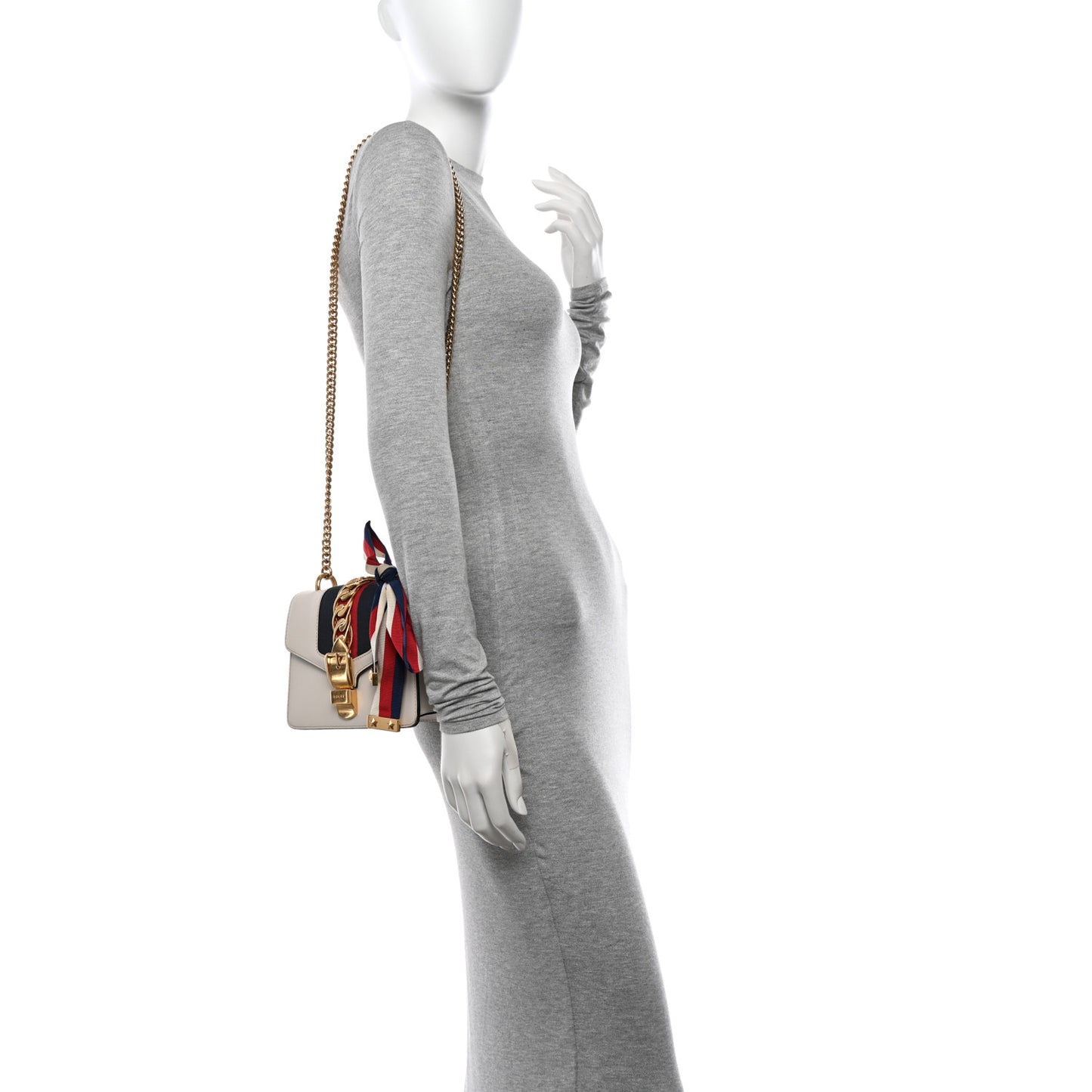 Calfskin Mini Sylvie Chain Shoulder Bag White