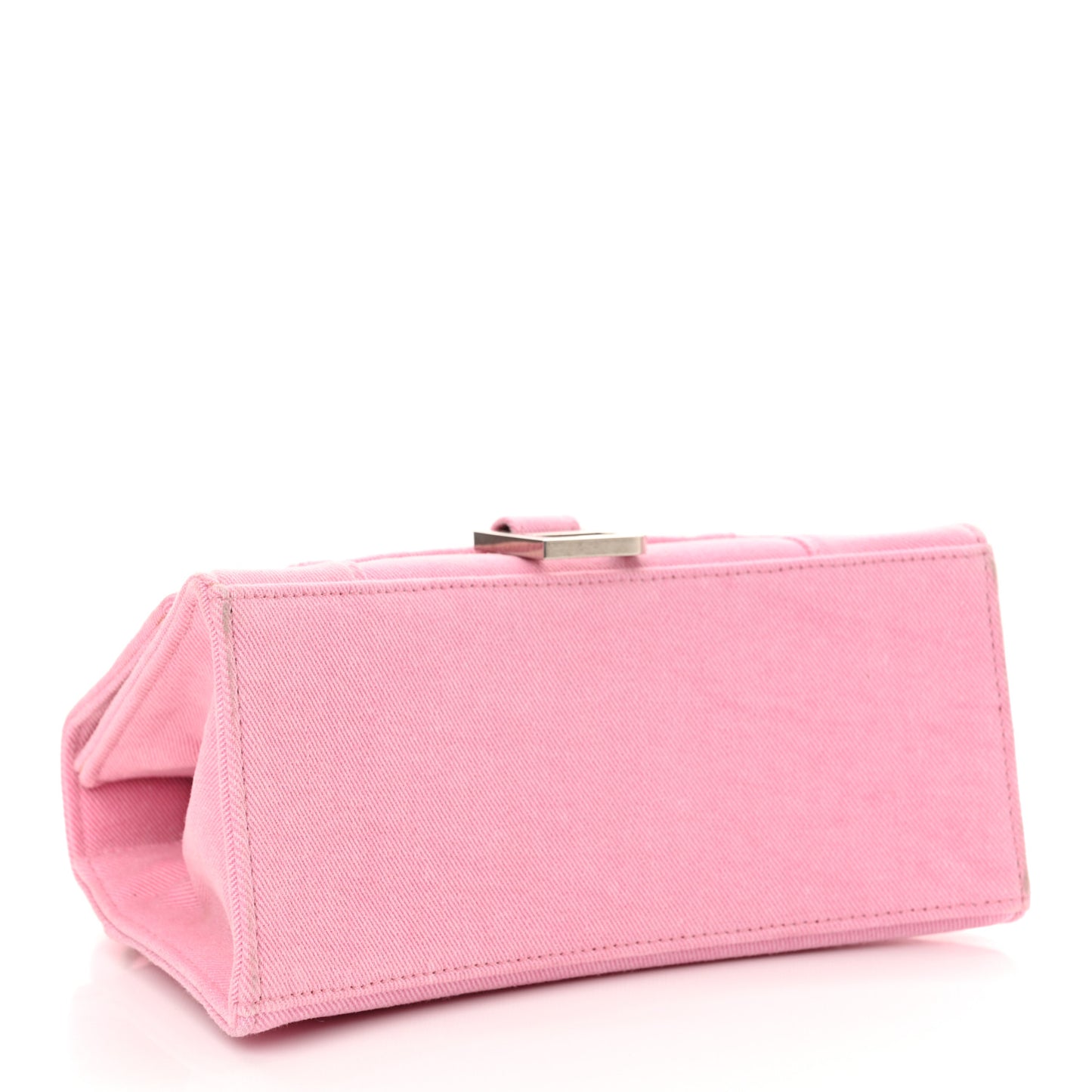 Nappa Denim Printed Small Hourglass Top Handle Bag Denim Pink