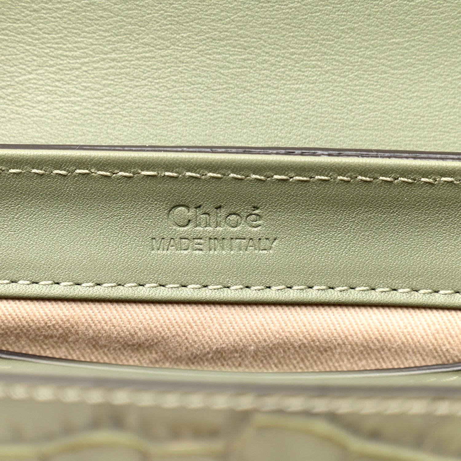Chloe Calfskin Crocodile Embossed Mini C Double Carry Misty Forest 6 of 10
