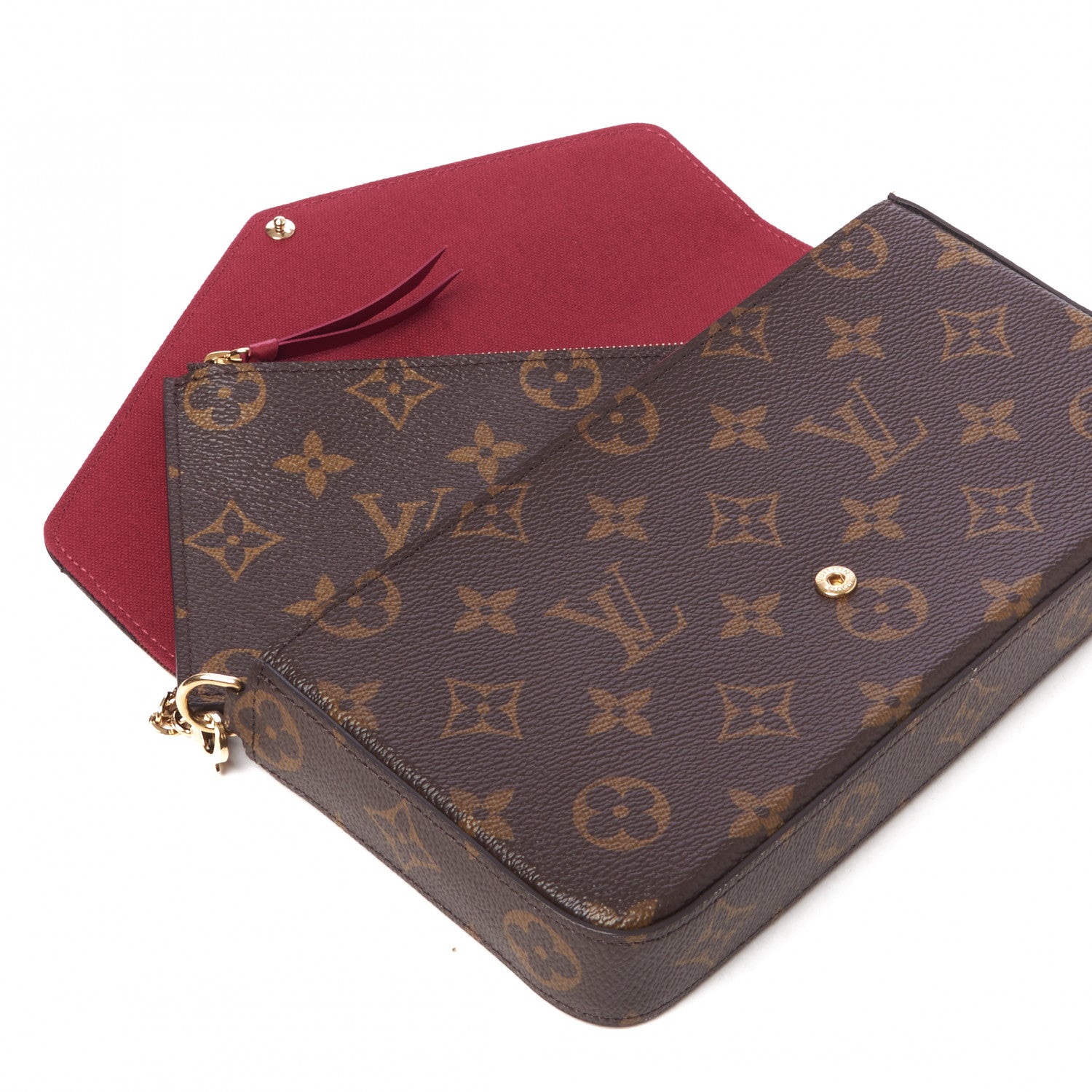 Louis Vuitton Monogram Pochette Felicie Chain Wallet Fuchsia 5 of 9