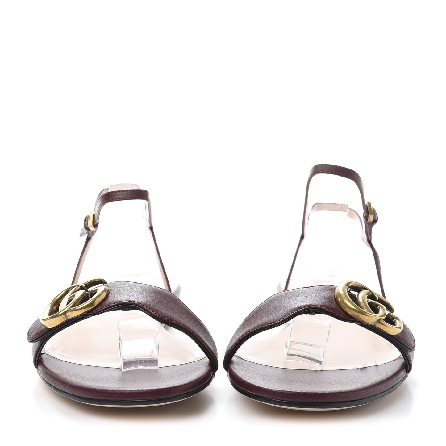 Lifford Calfskin GG Marmont Ankle Wrap Flat Sandals 38.5 Vintage Bordeaux