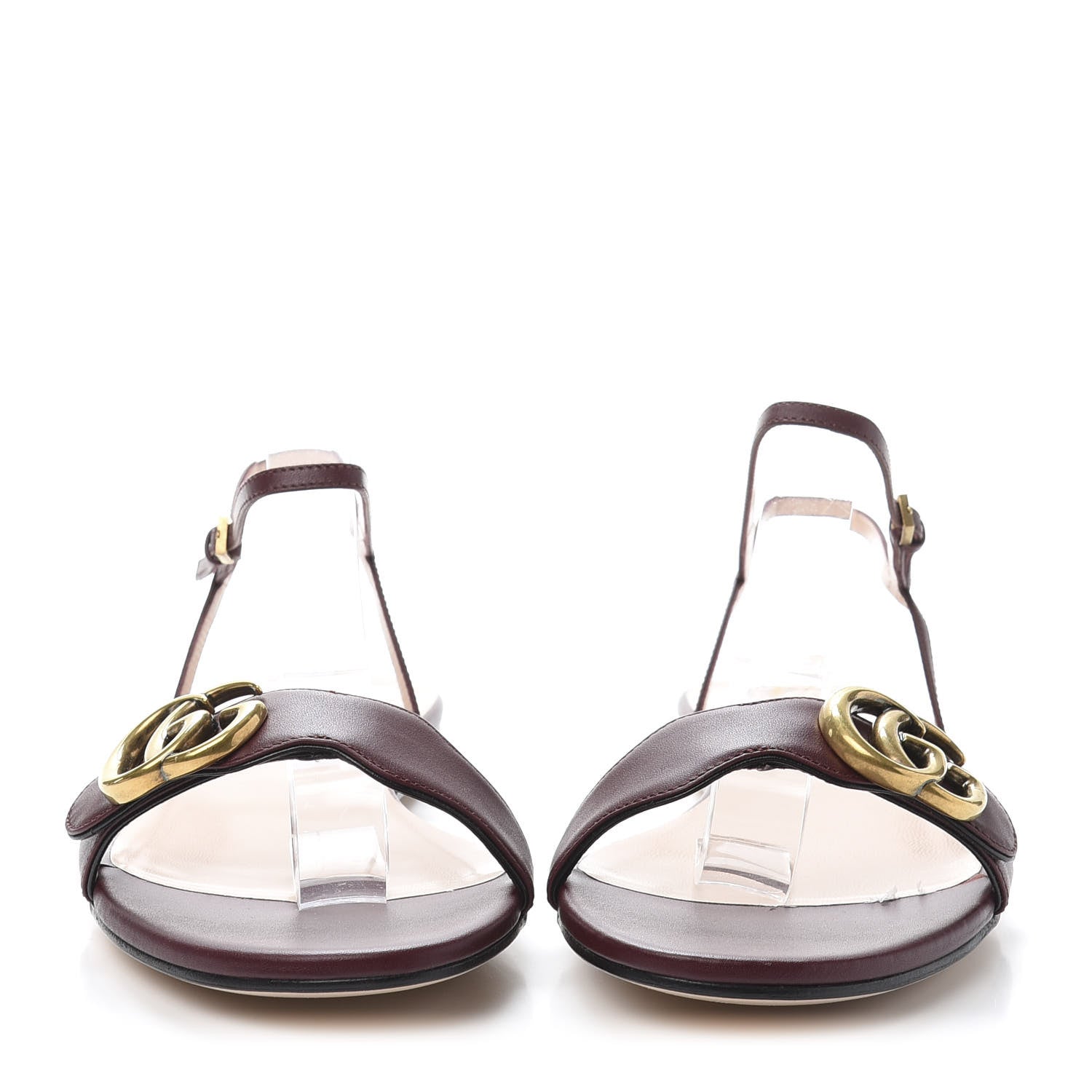 Gucci Lifford Calfskin GG Marmont Ankle Wrap Flat Sandals 38.5 Vintage Bordeaux 2 of 8
